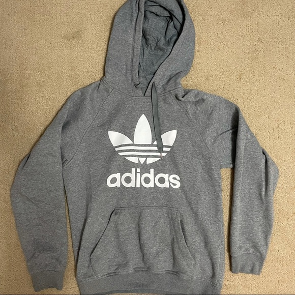 Adidas Gray Trefoil Hoodie - Picture 1 of 5